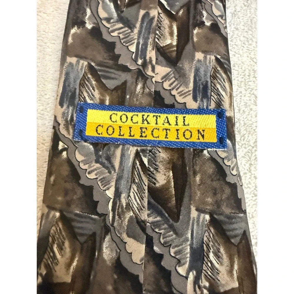 Chablis Cocktail Collection Stonehenge Silk Tie Microscope Abstract Brown Grey